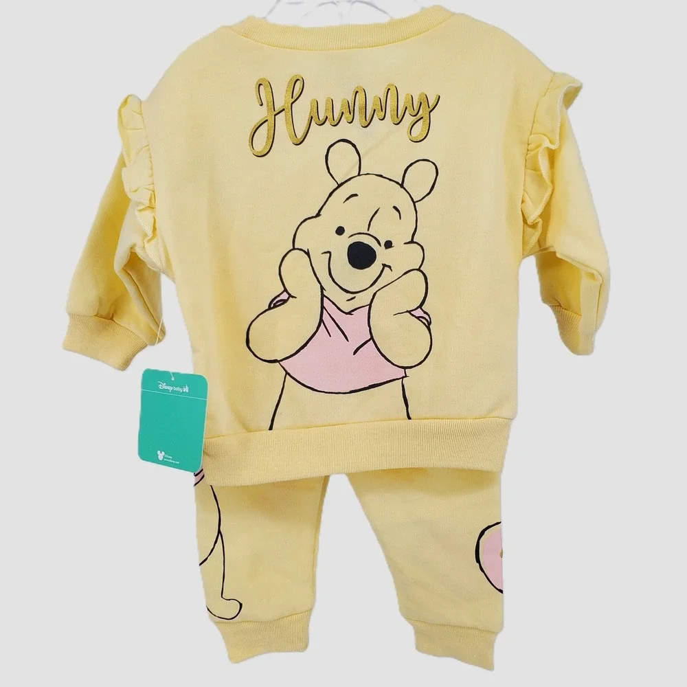 Disney Baby Winnie the Pooh Piglet Ruffle Sweatshirt Jogger‎ Set Yellow 0-3M New